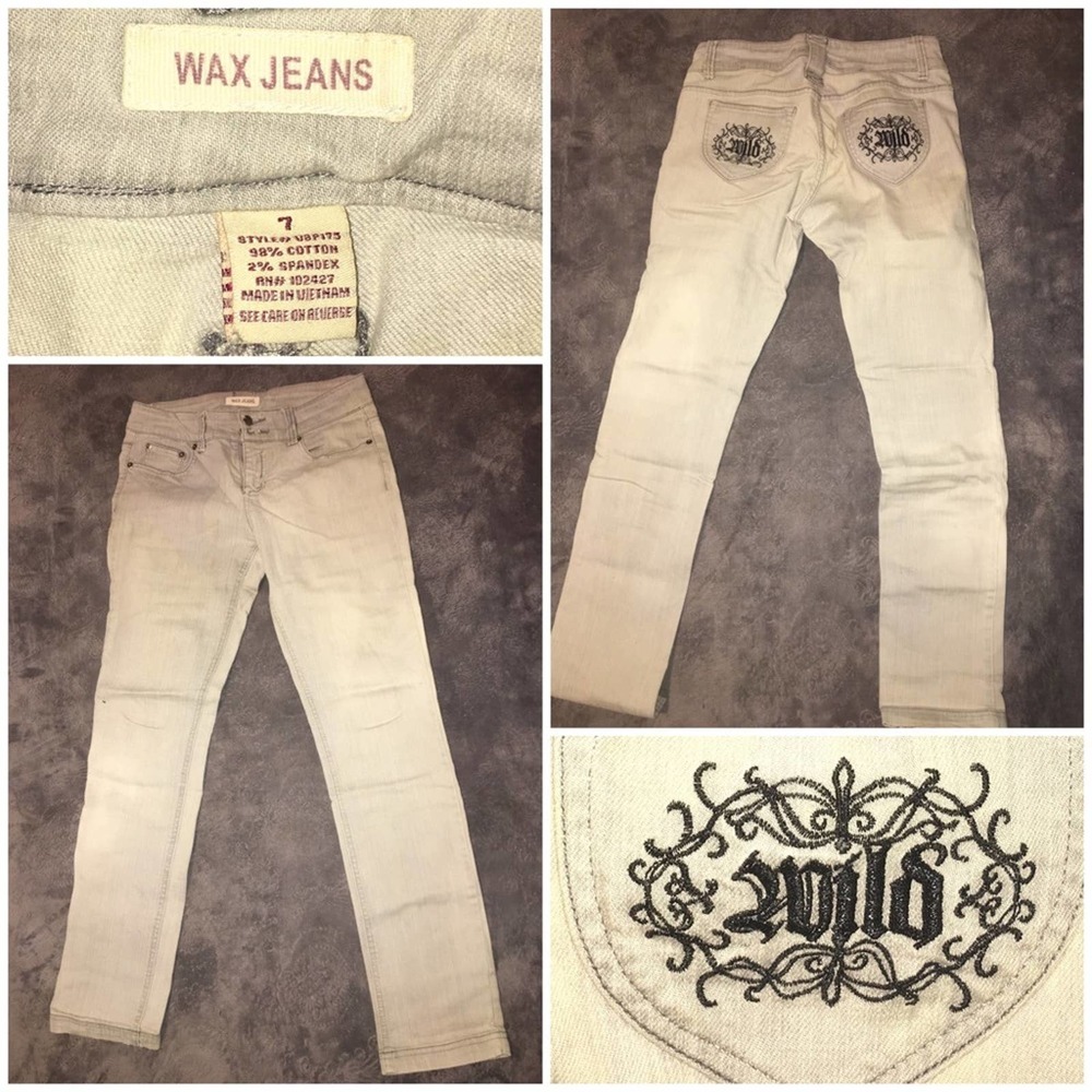 Wax Jeans Size 7 Silver Gray Grey Stretch Denim